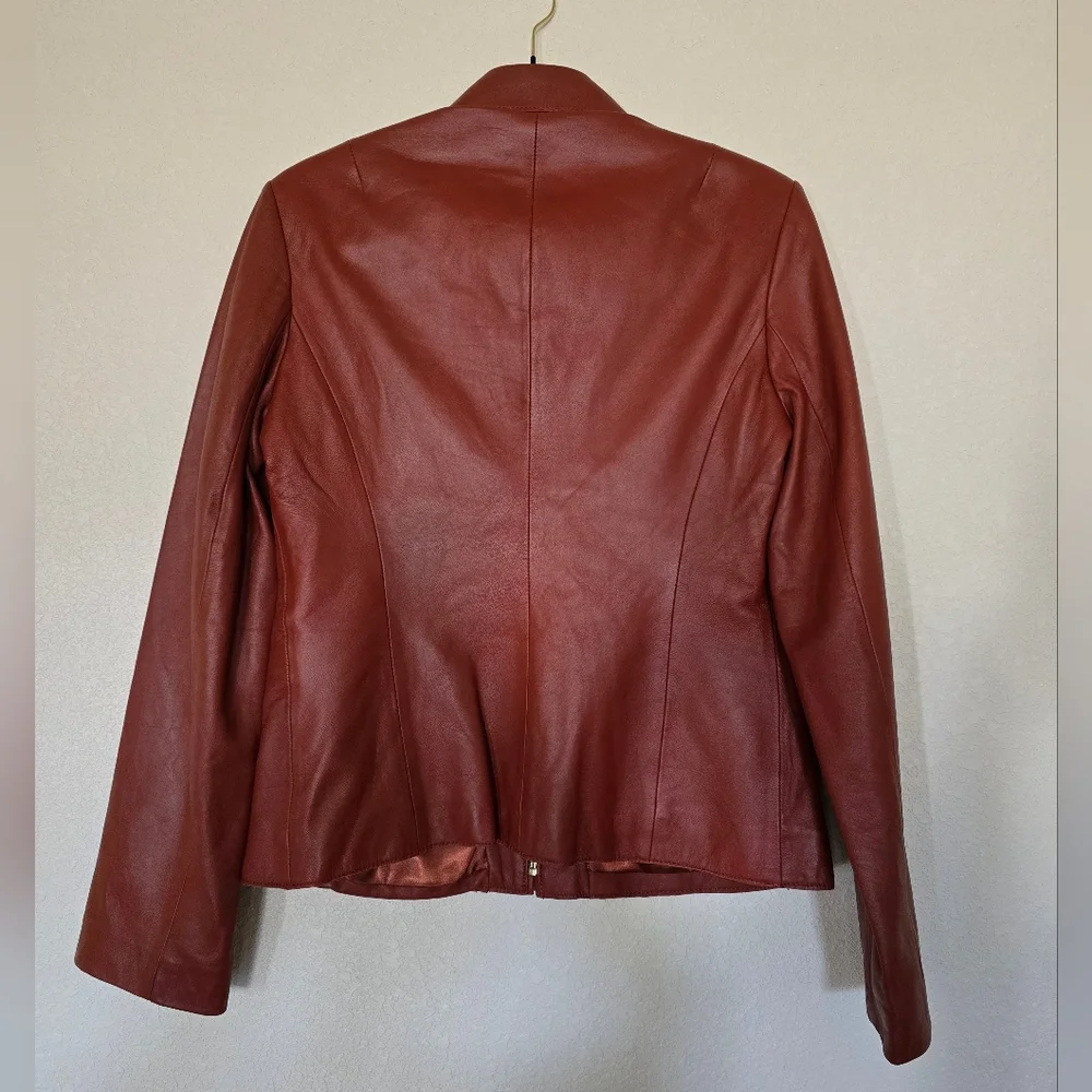 Vintage 90's BCBGMAXAZRIA Tan Leather Jacket - Picture 9 of 10